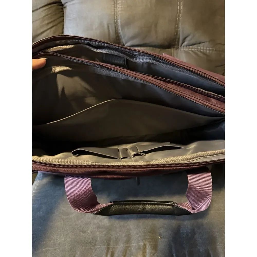 CoolBell Laptop Messenger Bag Unisex Large Plum Multi-Pocket Padded Briefcase